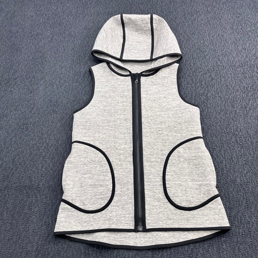 Lululemon Heathered Grey Hooded FullZip Vest Black Trim 6 Activewear‎ Reversible